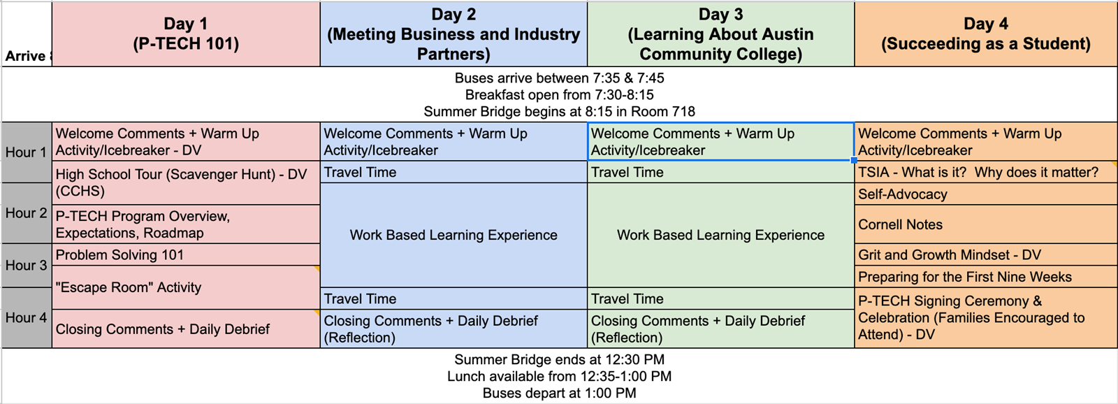 HSA PTECH Calendar Sktech